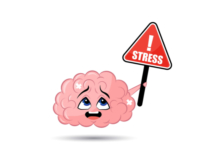 Illustration of the brain showing stress