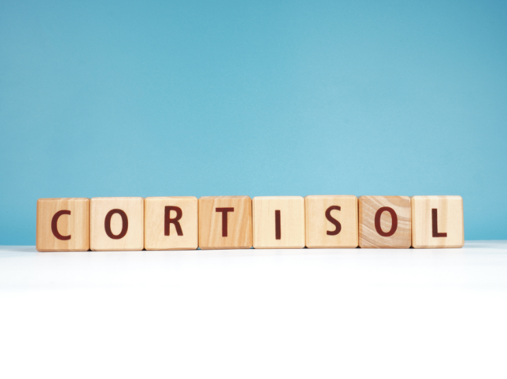 Cortisol letters on a blue background